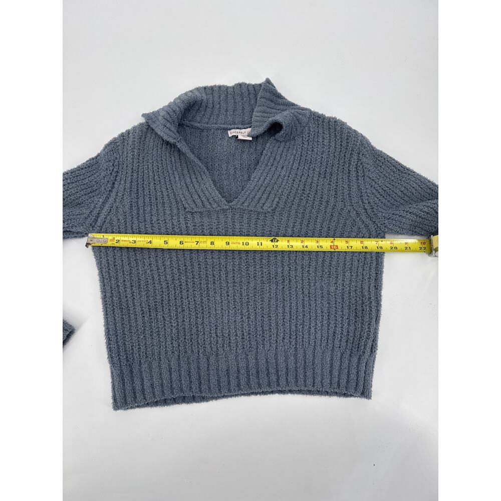 Sincerly Jules Fuzzy Knit Lounge Set Collared Sweater Pants Blue Size Small - Picture 11 of 12